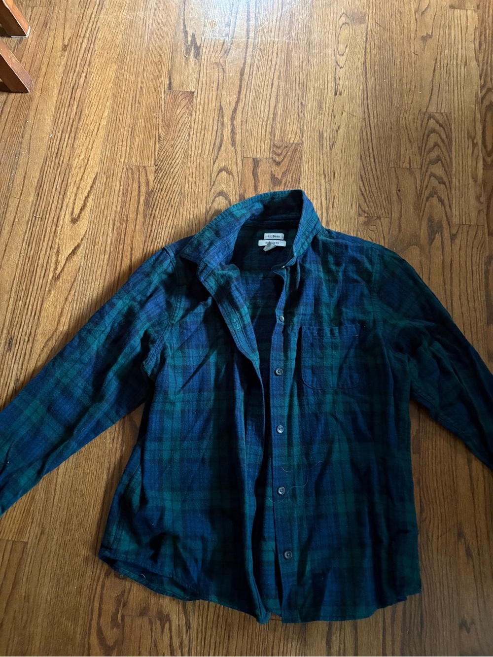 L.L. Bean Green and Blue Plaid button down  flannel shirt